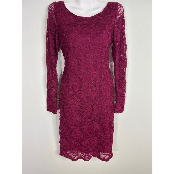 JUMP APPAREL By Wendye Caitin Laced Sequins Wine Dress MEDIUM - Picture 1 of 10